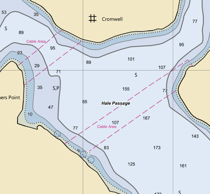 Chart annotated Hale Passage